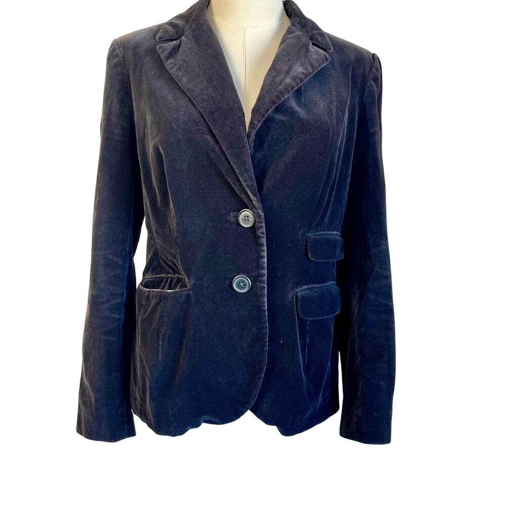 Boden Classic Black Two Button Cotton Velvet Tuxedo Blazer Jacket Preppy Sz 10
